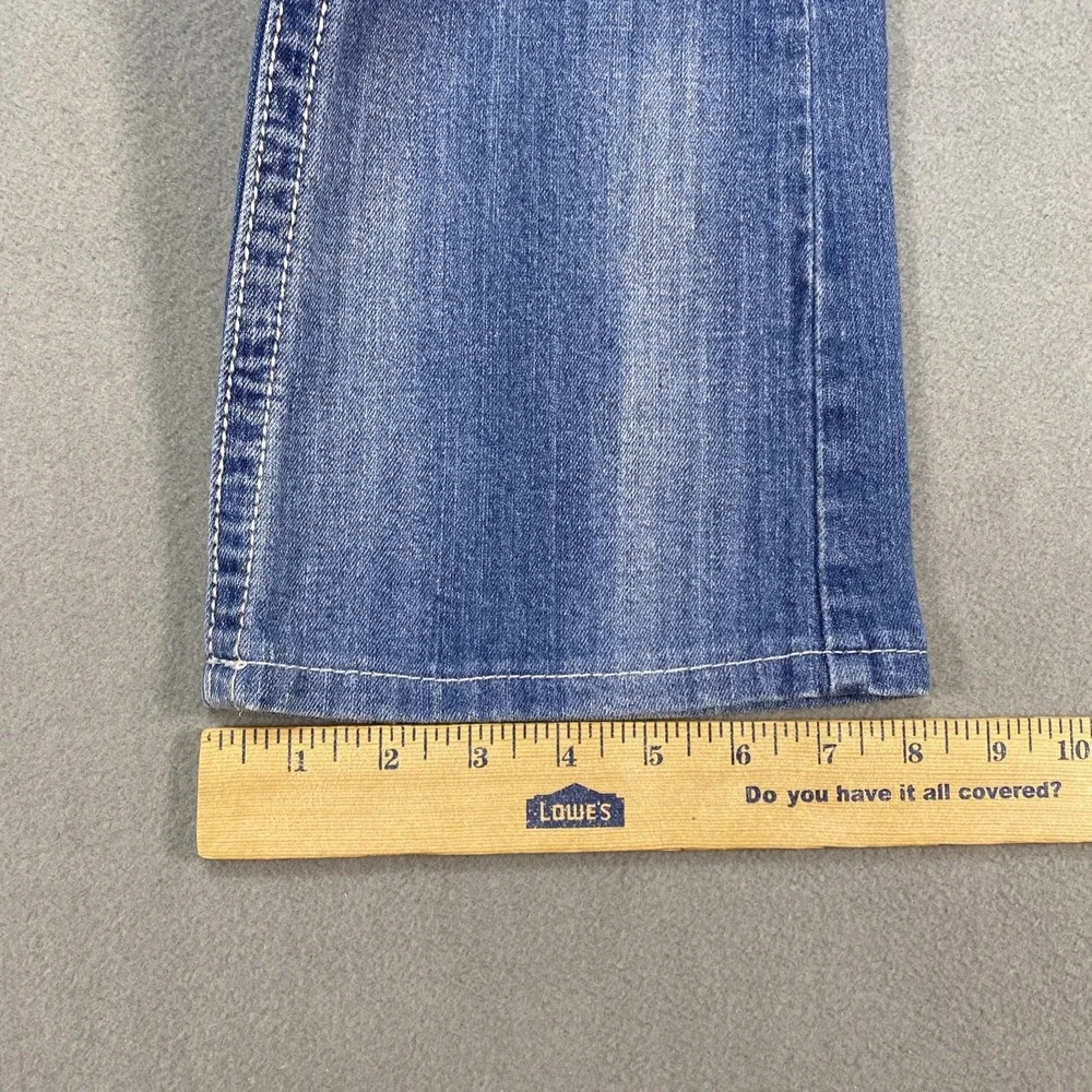Suko Womens Jeans 10 Whiskered Blue Embroidered Straight Leg Style 02315388TJ